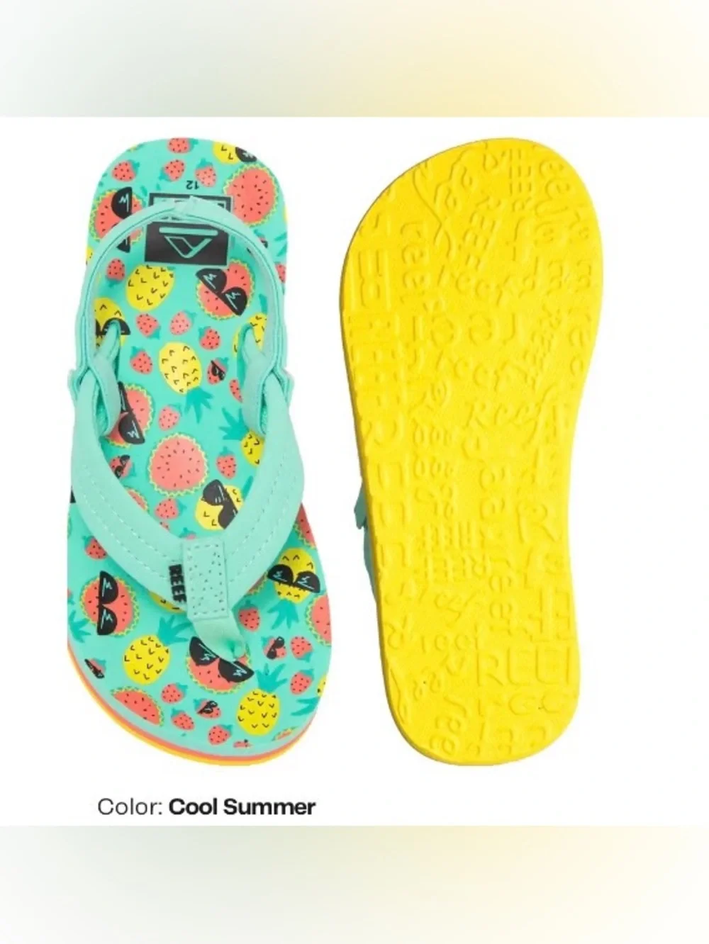 REEF Ahi Toddler Little Girls Sandals, Teal/Yellow size 13